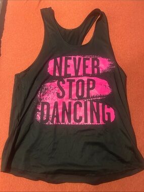 Zumba Never Stop Dancing Women's Black Tank Top with Pink Graphic